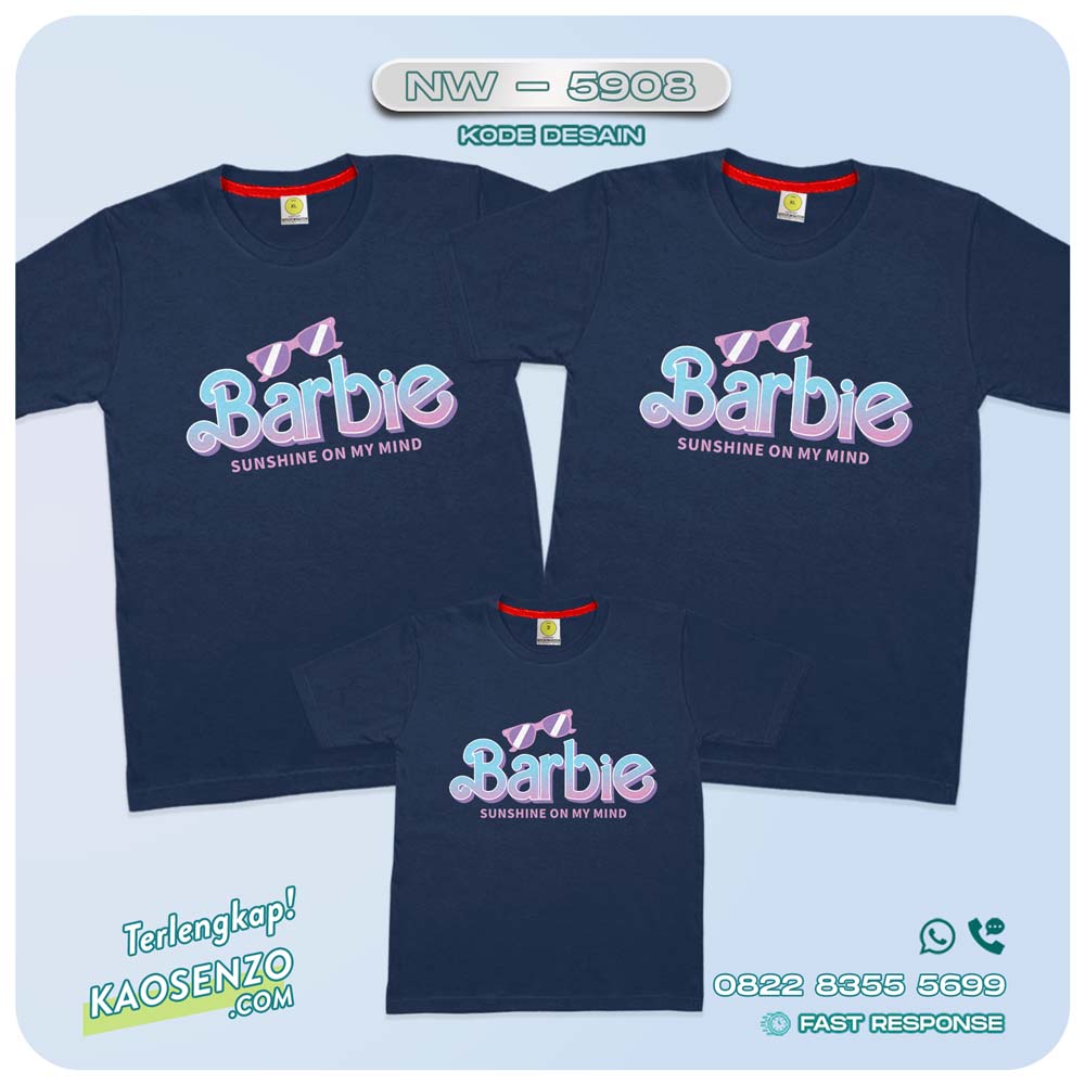 Baju Kaos Couple Keluarga Barbie | Kaos Family Custom Barbie | Kaos Barbie - NW 5908