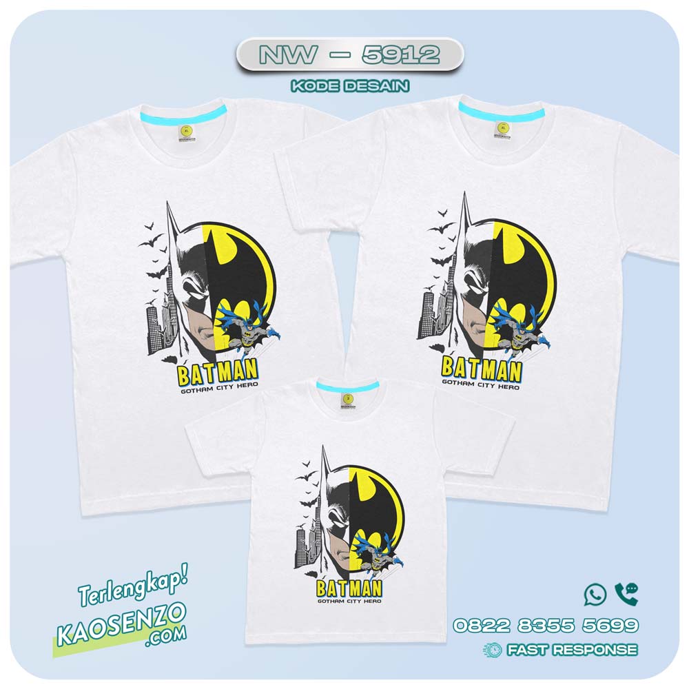 Baju Kaos Couple Keluarga Batman | Kaos Family Custom Batman | Kaos Batman - NW 5912