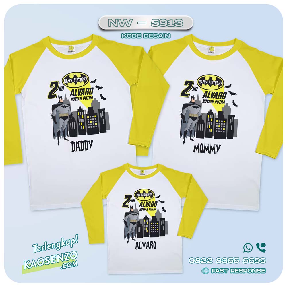 Baju Kaos Couple Keluarga Batman | Kaos Family Custom Batman | Kaos Ultah Anak | Kaos Batman - NW 5913