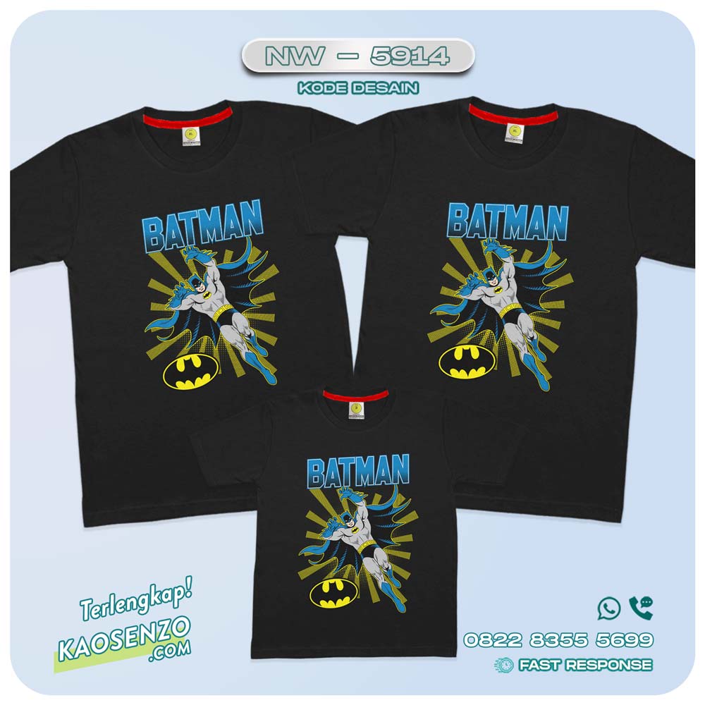 Baju Kaos Couple Keluarga Batman | Kaos Family Custom Batman | Kaos Batman - NW 5914