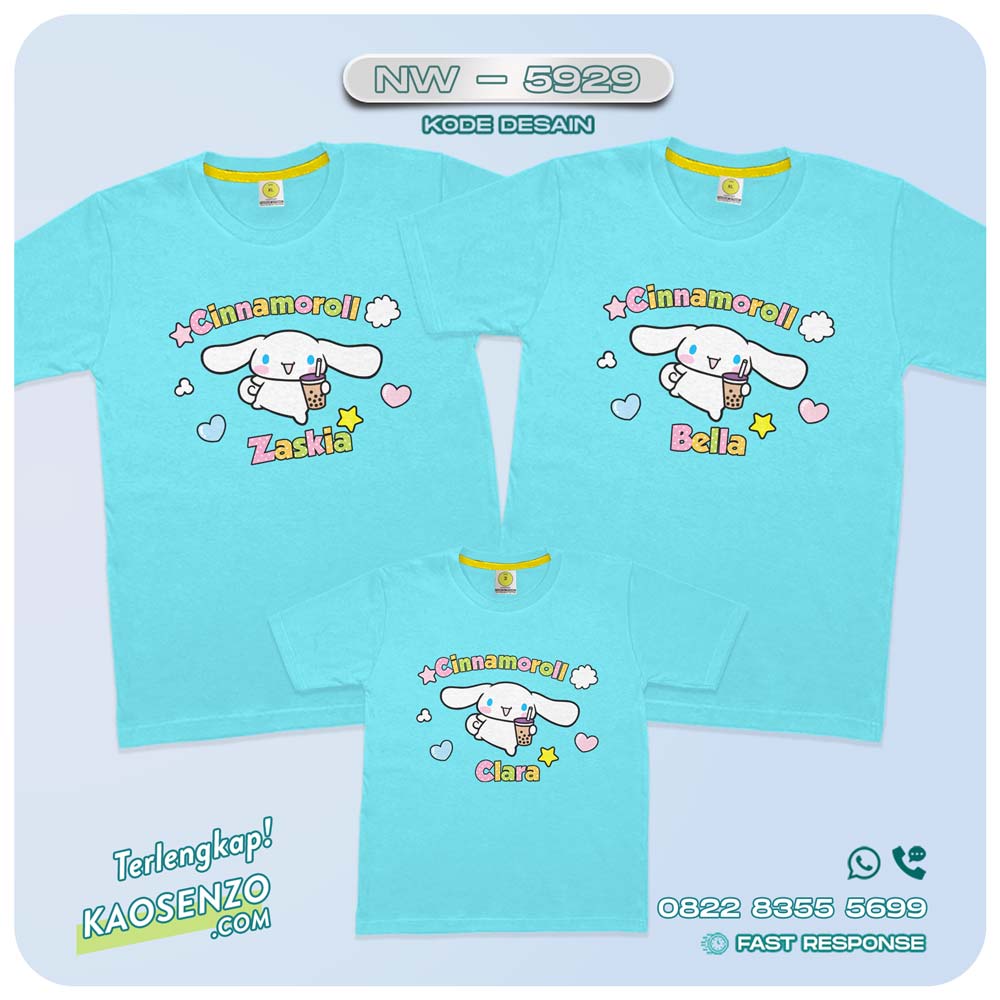 Baju Kaos Couple Keluarga Cinnamoroll | Kaos Ultah Custom Cinnamoroll | Kaos Cinnamoroll - NW 5929