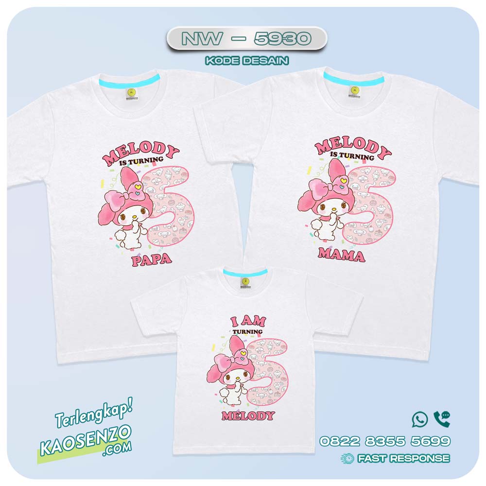 Baju Kaos Couple Keluarga Cinnamoroll | Kaos Ultah Custom Cinnamoroll | Kaos Cinnamoroll - NW 5930