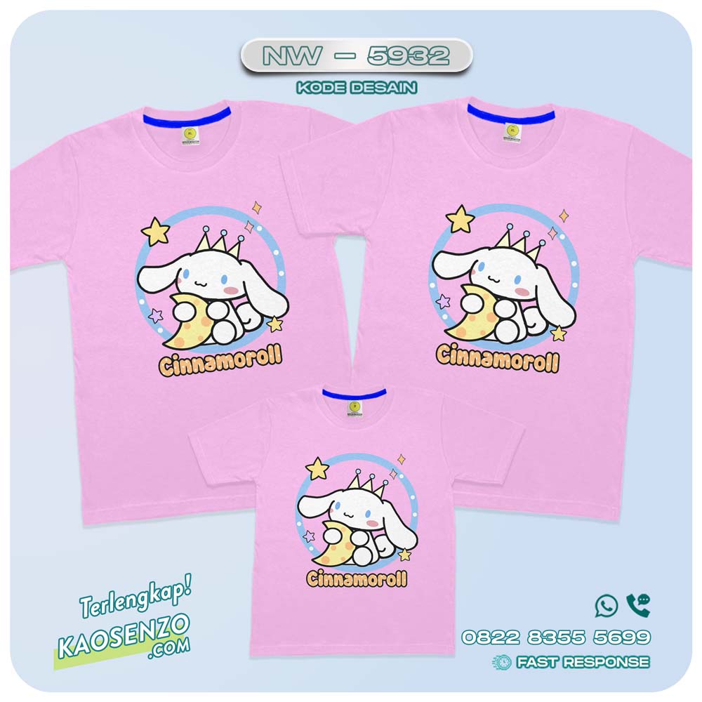 Baju Kaos Couple Keluarga Cinnamoroll | Kaos Ultah Custom Cinnamoroll | Kaos Cinnamoroll - NW 5932