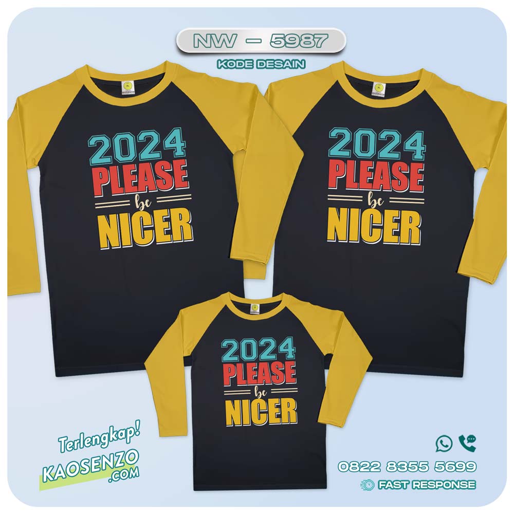 Baju Kaos Couple Keluarga Tahun Baru | Kaos Family Custom New Year 2024 | Kaos Motif Tahun Baru 2024 - NW 5987