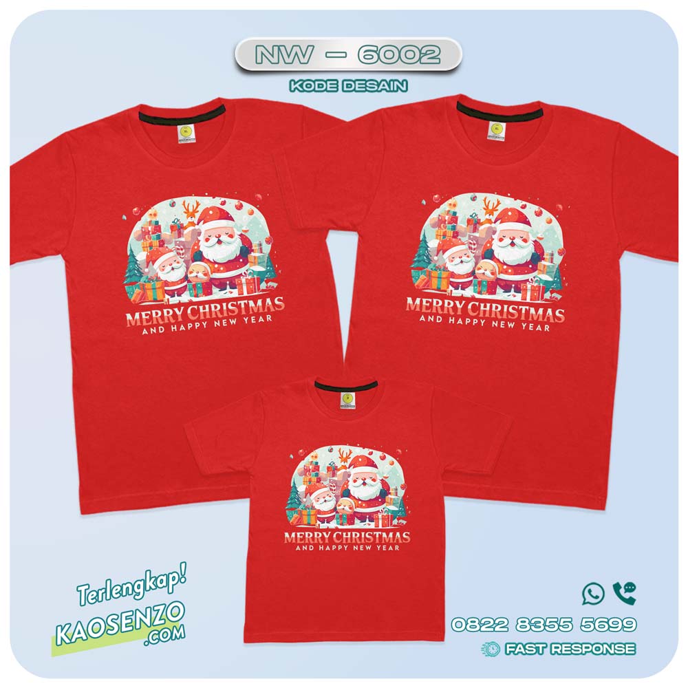 Baju Kaos Couple Keluarga Natal | Kaos Family Custom Christmas | Kaos Natal - NW 6002