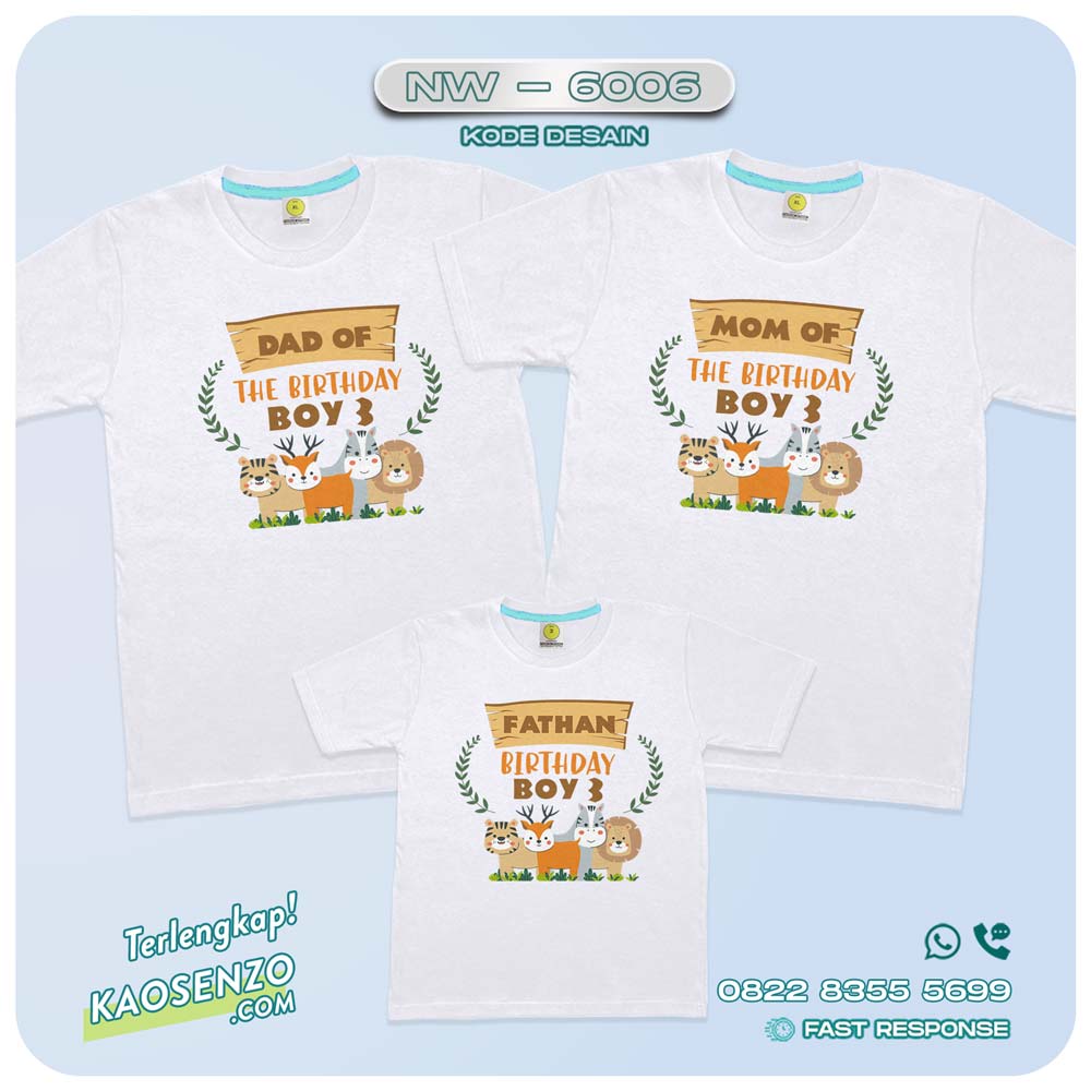 Baju Kaos Couple Keluarga Animal Zoo | Kaos Ultah Anak | Kaos Animal Zoo - NW 6006