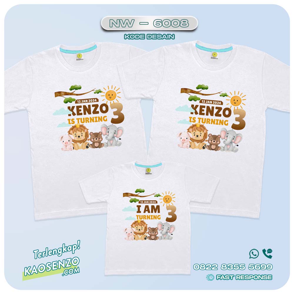 Baju Kaos Couple Keluarga Animal Zoo | Kaos Ultah Anak | Kaos Animal Zoo - NW 6008