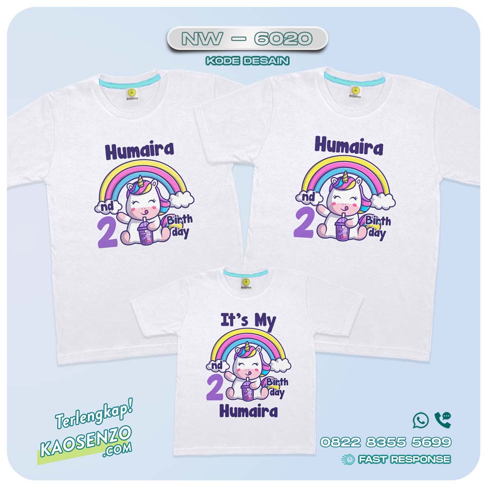 Baju Kaos Couple Keluarga Unicorn | Kaos Ultah Anak | Kaos Family Custom | Kaos Unicorn - NW 6020