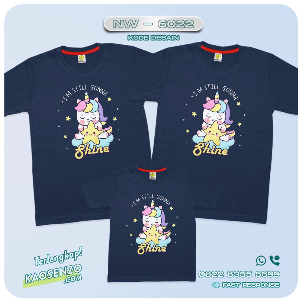 Baju Kaos Couple Keluarga Unicorn | Kaos Ultah Anak | Kaos Family Custom | Kaos Unicorn - NW 6022