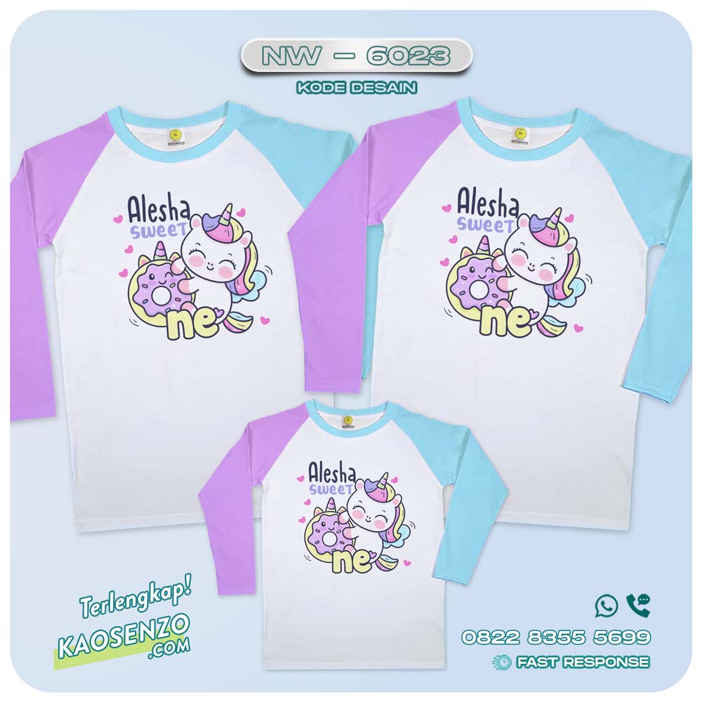 Baju Kaos Couple Keluarga Unicorn | Kaos Ultah Anak | Kaos Family Custom | Kaos Unicorn - NW 6023