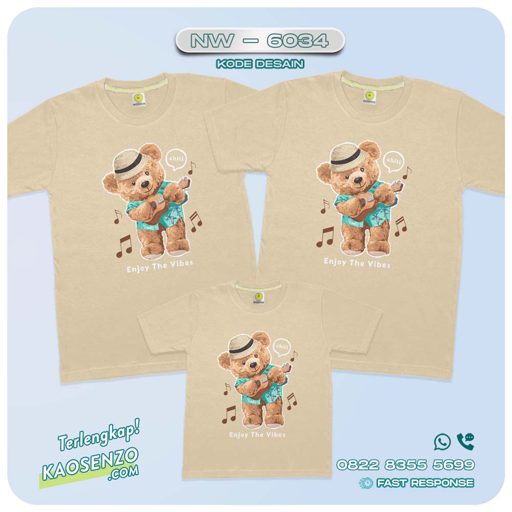 Baju Kaos Couple Keluarga Bear | Kaos Family Custom Bear | Kaos Beruang - NW 6034