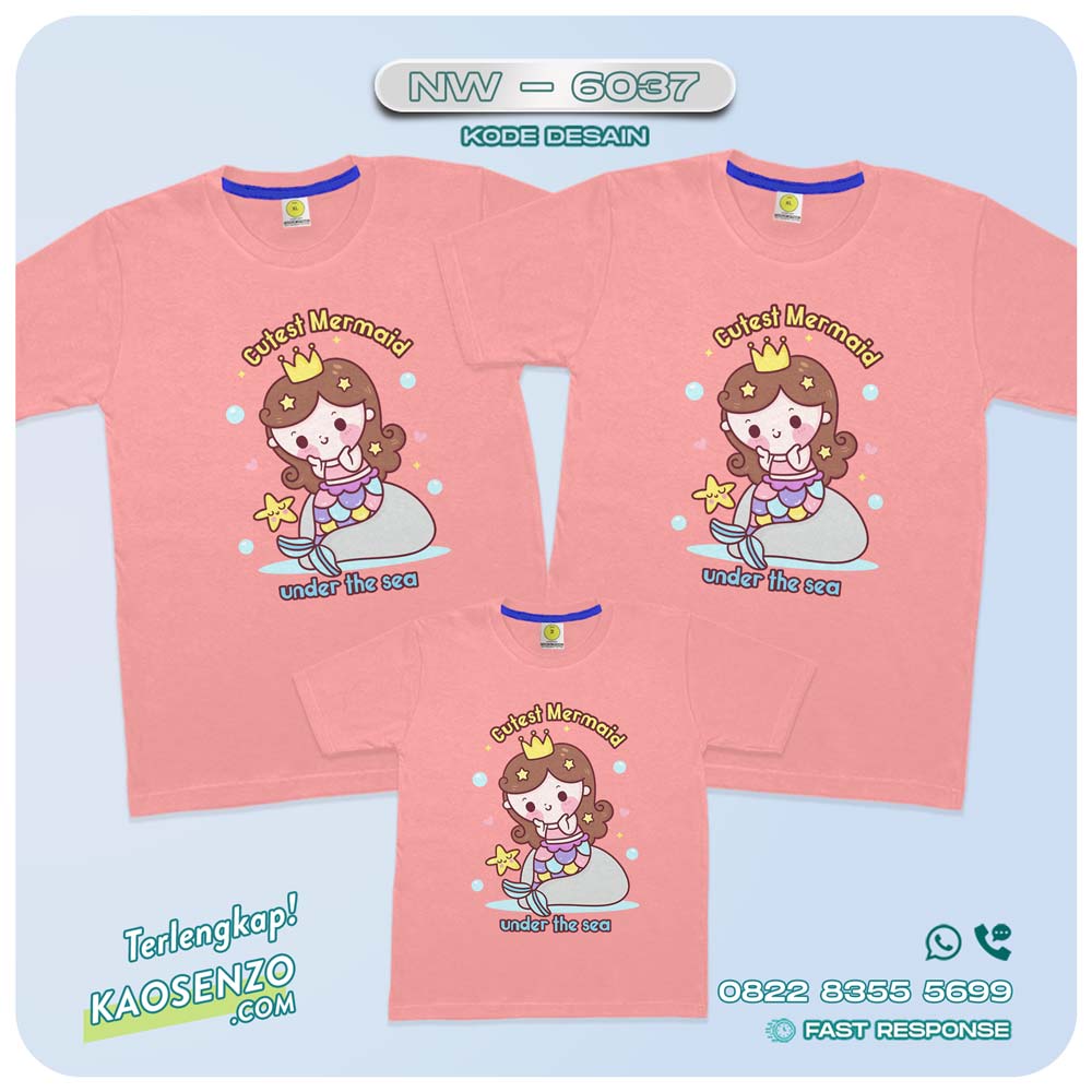 Baju Kaos Couple Keluarga Mermaid | Kaos Family Custom Mermaid | Kaos Mermaid - NW 6037