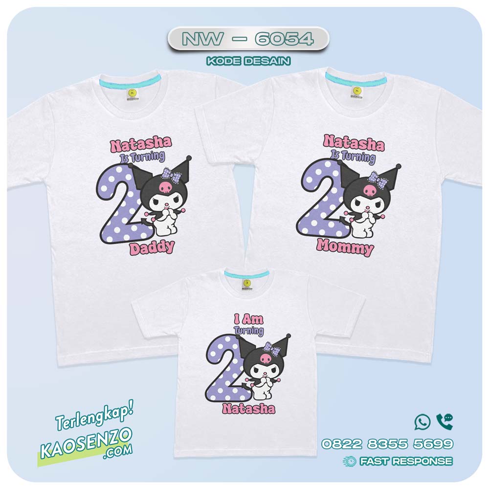 Baju Kaos Couple Keluarga Kuromi | Kaos Family Custom Kuromi | Kaos Ultah Anak | Kaos Kuromi - NW 6054