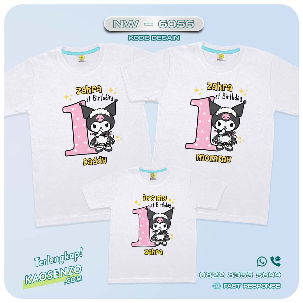 Baju Kaos Couple Keluarga Kuromi | Kaos Family Custom Kuromi | Kaos Ultah Anak | Kaos Kuromi - NW 6056