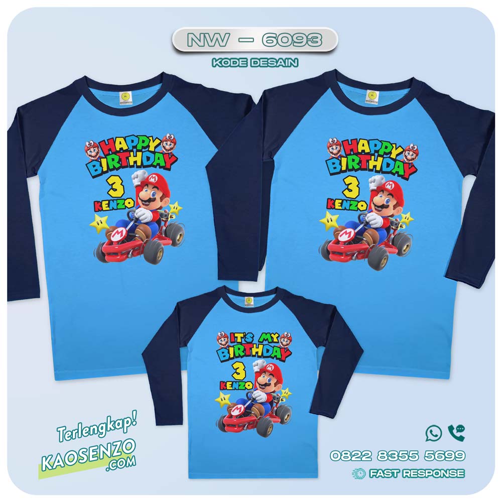 Baju Kaos Couple Keluarga Super Mario | Kaos Ulang Tahun Anak Super Mario | Kaos Super Mario - NW 6093