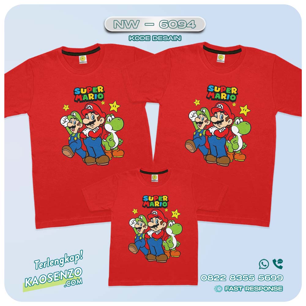 Kaos Couple Keluarga Super Mario | Kaos Family Custom Super Mario | Kaos Super Mario - NW 6094