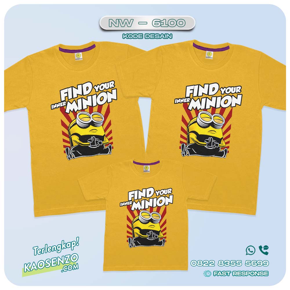 Baju Kaos Couple Keluarga Minion | Kaos Family Custom | Kaos Minion - NW 6100