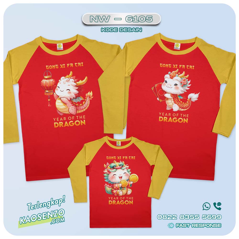 Baju Kaos Couple Keluarga Imlek | Kaos Family Custom Chinese New Year | Kaos Imlek - NW 6105