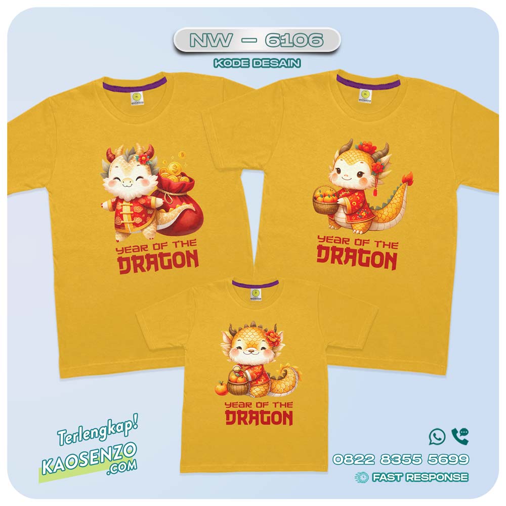 Baju Kaos Couple Keluarga Imlek | Kaos Family Custom Chinese New Year | Kaos Imlek - NW 6106