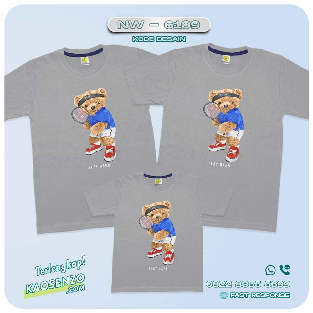 Baju Kaos Couple Keluarga Bear | Kaos Family Custom Bear | Kaos Beruang - NW 6109