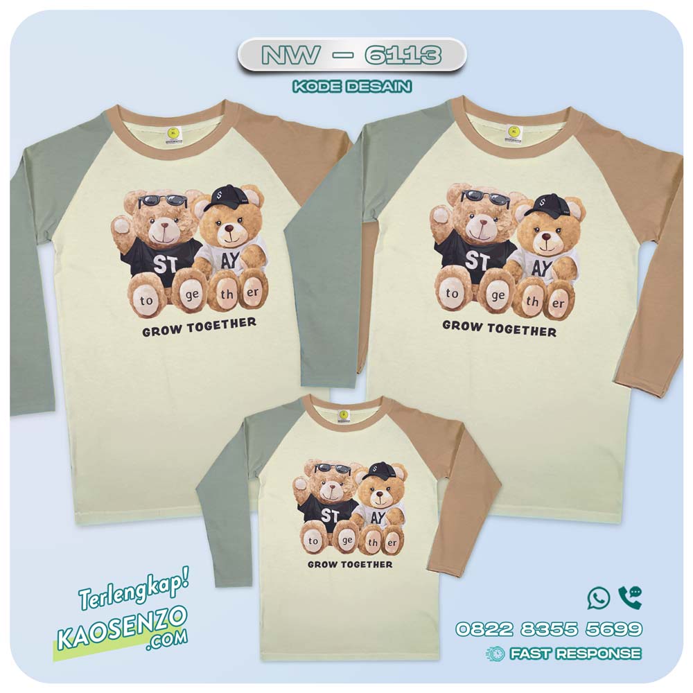 Baju Kaos Couple Keluarga Bear | Kaos Family Custom Bear | Kaos Beruang - NW 6113