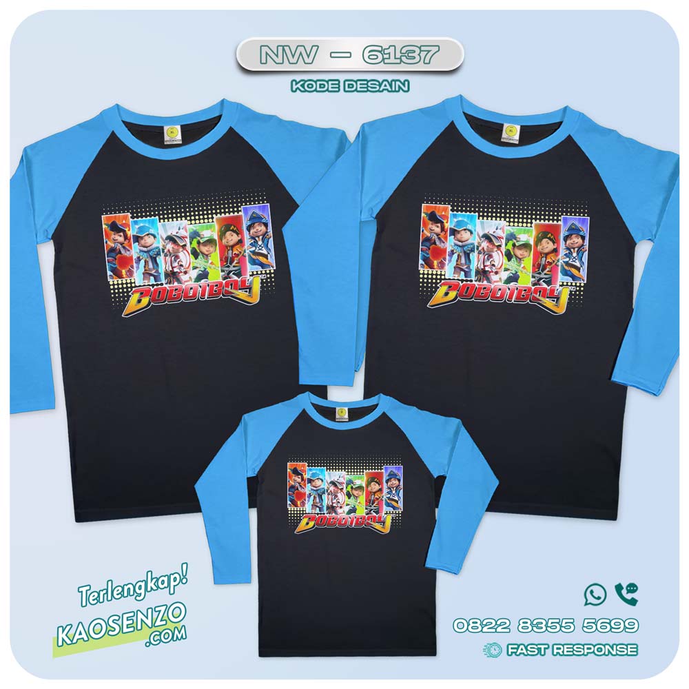 Baju Kaos Couple Keluarga Boboiboy | Kaos Family Custom | Kaos Boboiboy - NW 6137