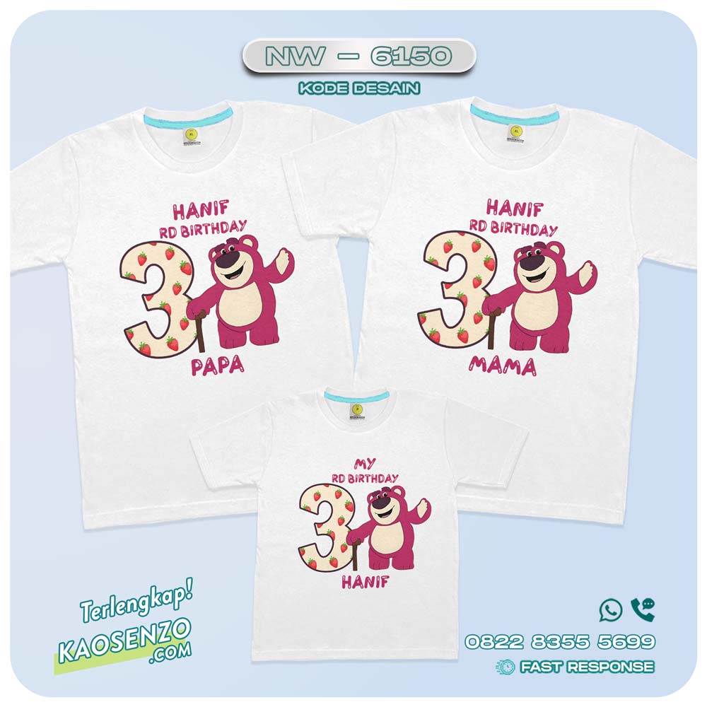 Baju Kaos Couple Keluarga Lotso | Kaos Ulang Tahun Lotso | Kaos Family Custom | Kaos Lotso - NW 6150