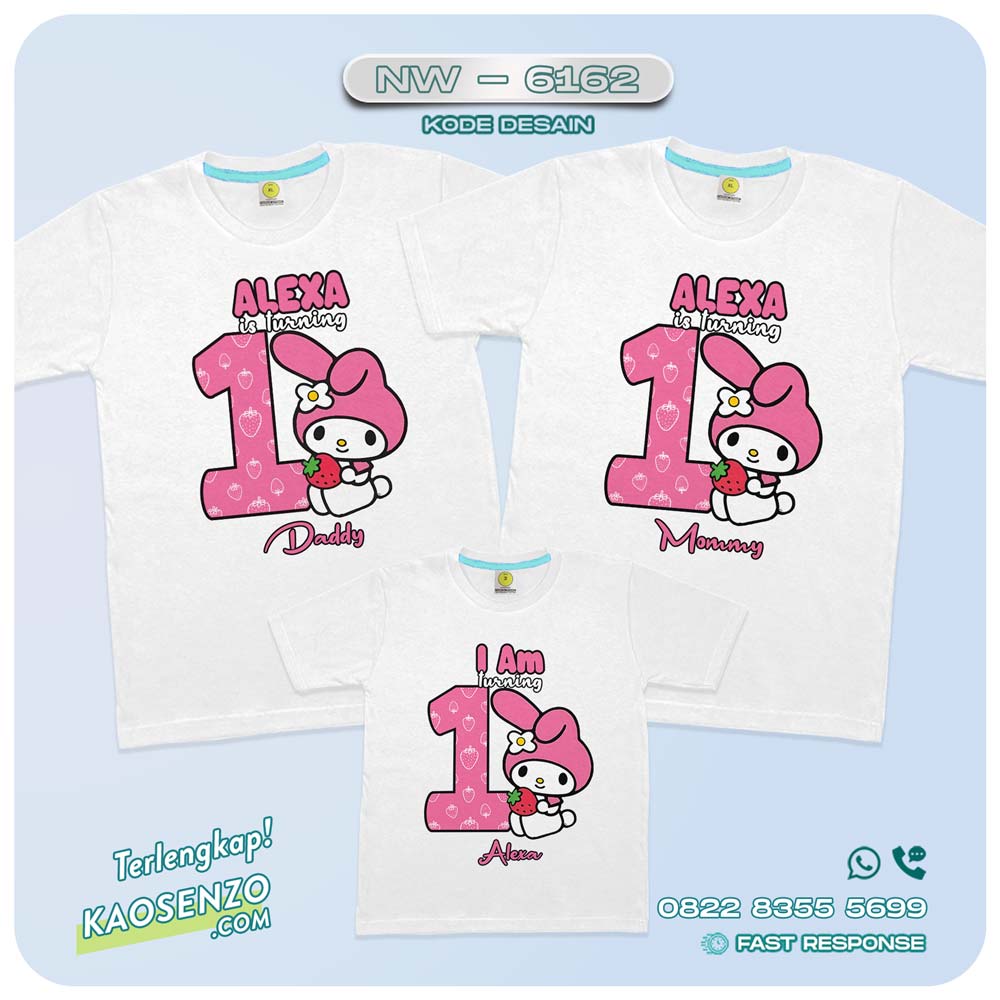 Baju Kaos Couple Keluarga My Melody | Kaos Ulang Tahun My Melody | Kaos Family Custom | Kaos My Melody - NW 6162