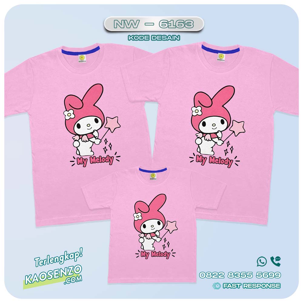 Baju Kaos Couple Keluarga My Melody | Kaos Ulang Tahun My Melody | Kaos Family Custom | Kaos My Melody - NW 6163