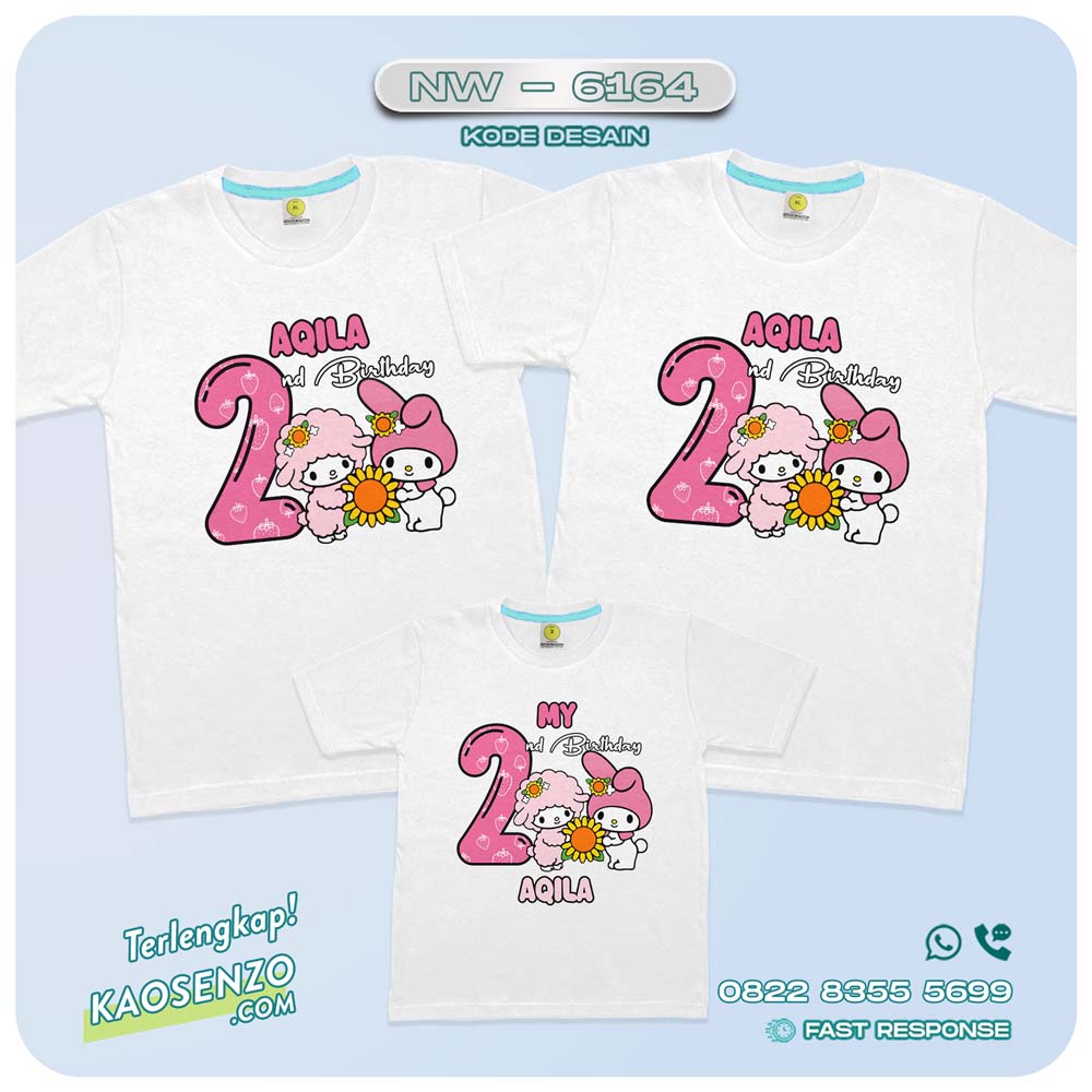 Baju Kaos Couple Keluarga My Melody | Kaos Ulang Tahun My Melody | Kaos Family Custom | Kaos My Melody - NW 6164