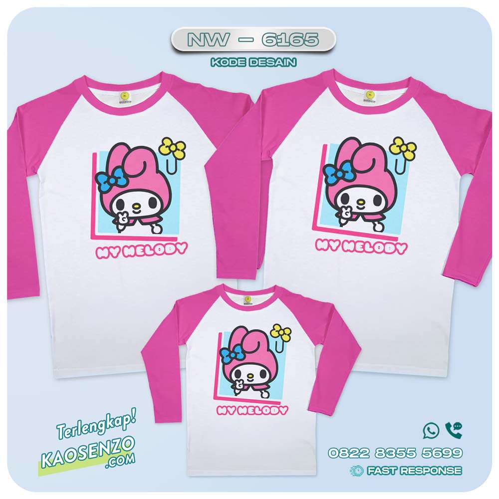 Baju Kaos Couple Keluarga My Melody | Kaos Ulang Tahun My Melody | Kaos Family Custom | Kaos My Melody - NW 6165