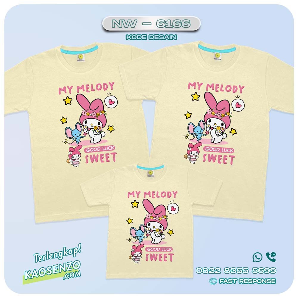 Baju Kaos Couple Keluarga My Melody | Kaos Ulang Tahun My Melody | Kaos Family Custom | Kaos My Melody - NW 6166