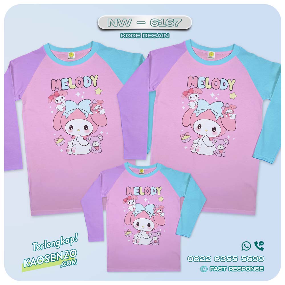 Baju Kaos Couple Keluarga My Melody | Kaos Ulang Tahun My Melody | Kaos Family Custom | Kaos My Melody - NW 6167