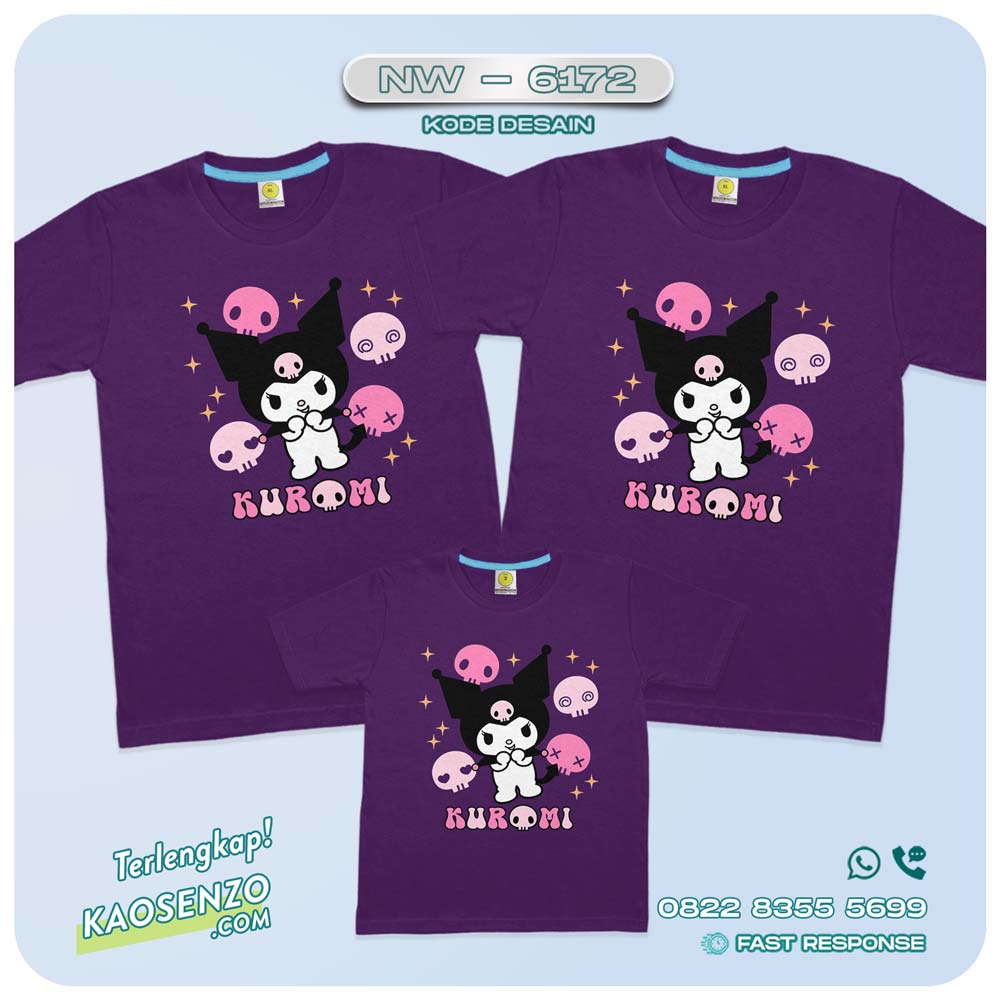 Baju Kaos Couple Keluarga Kuromi | Kaos Family Custom Kuromi | Kaos Kuromi - NW 6172