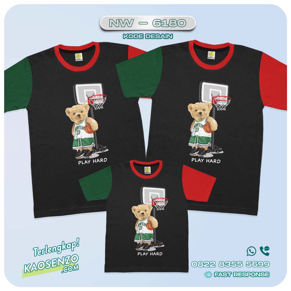 Baju Kaos Couple Keluarga Bear | Kaos Family Custom Bear | Kaos Beruang - NW 6180