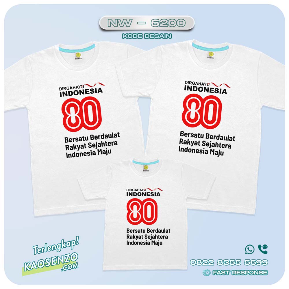 Baju Kaos Couple Keluarga Kemerdekaan | Kaos Family Custom | Kaos Kemerdekaan - NW 6200