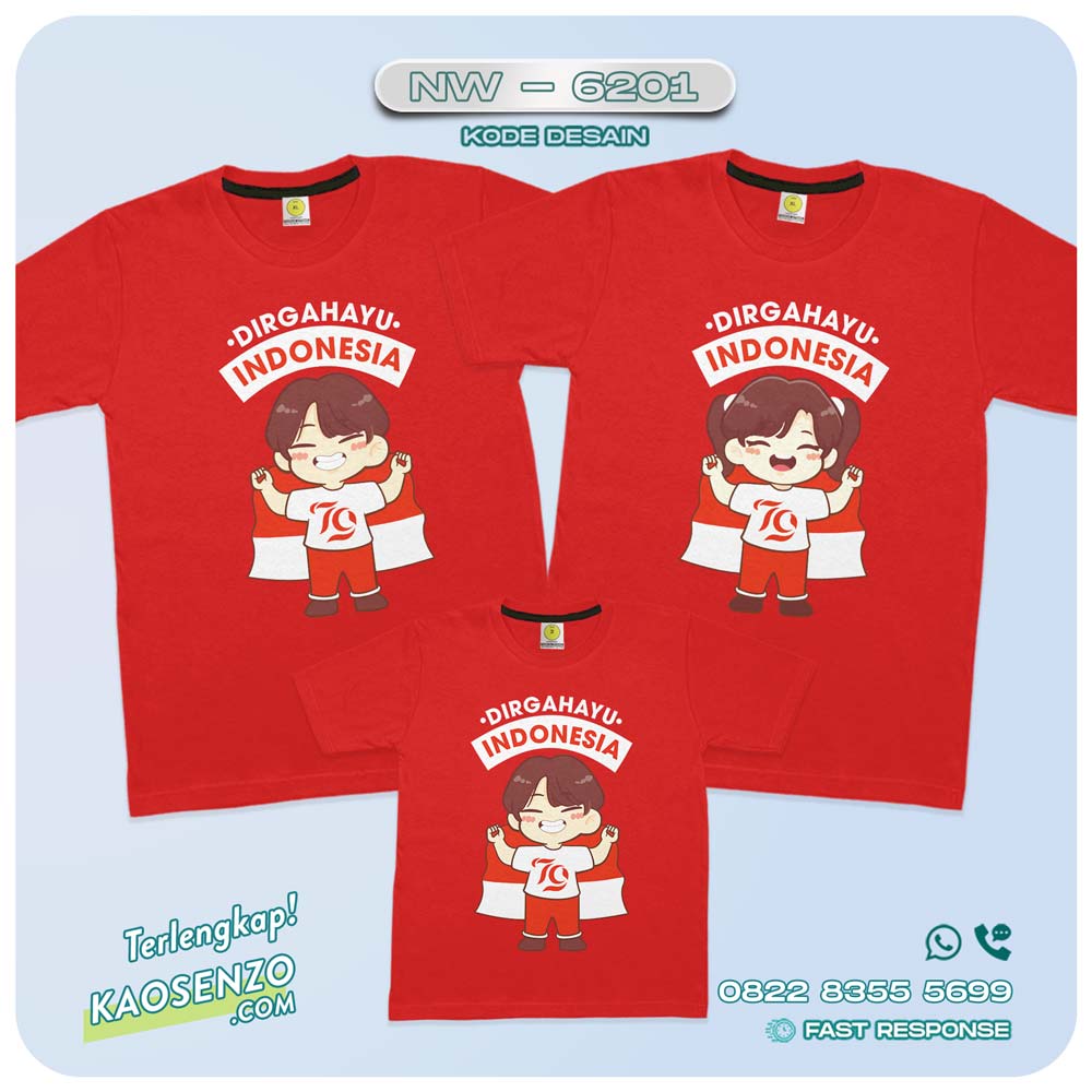 Baju Kaos Couple Keluarga Kemerdekaan | Kaos Family Custom | Kaos Kemerdekaan - NW 6201