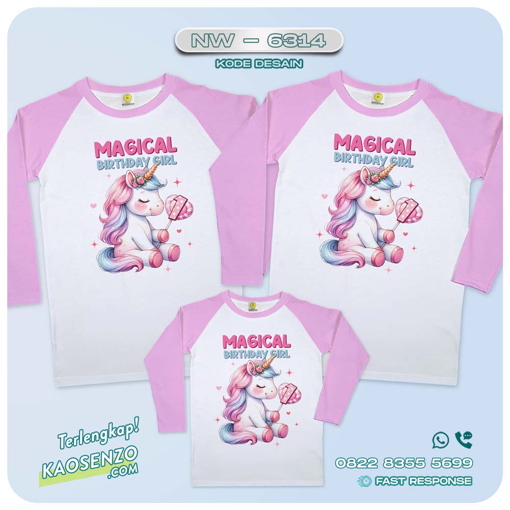 Baju Kaos Couple Keluarga Unicorn | Kaos Ultah Anak | Kaos Family Custom | Kaos Unicorn - NW 6314