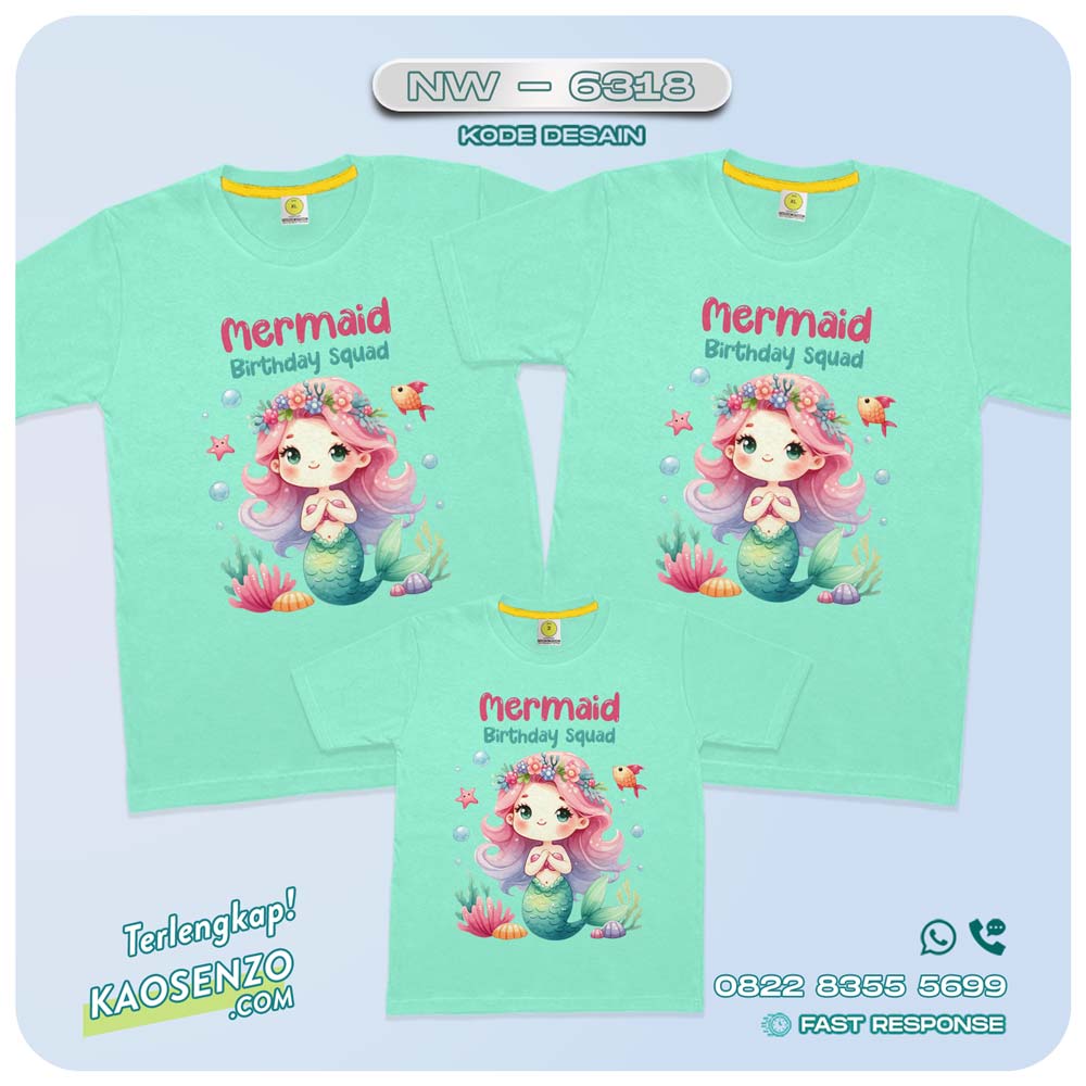 Baju Kaos Couple Keluarga Mermaid | Kaos Family Custom Mermaid | Kaos Mermaid - NW 6318