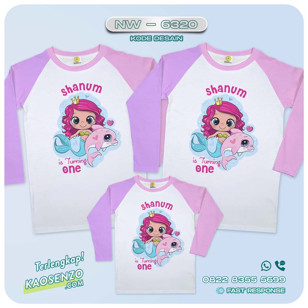 Baju Kaos Couple Keluarga Mermaid | Kaos Ultah Anak Mermaid | Kaos Mermaid - NW 6320