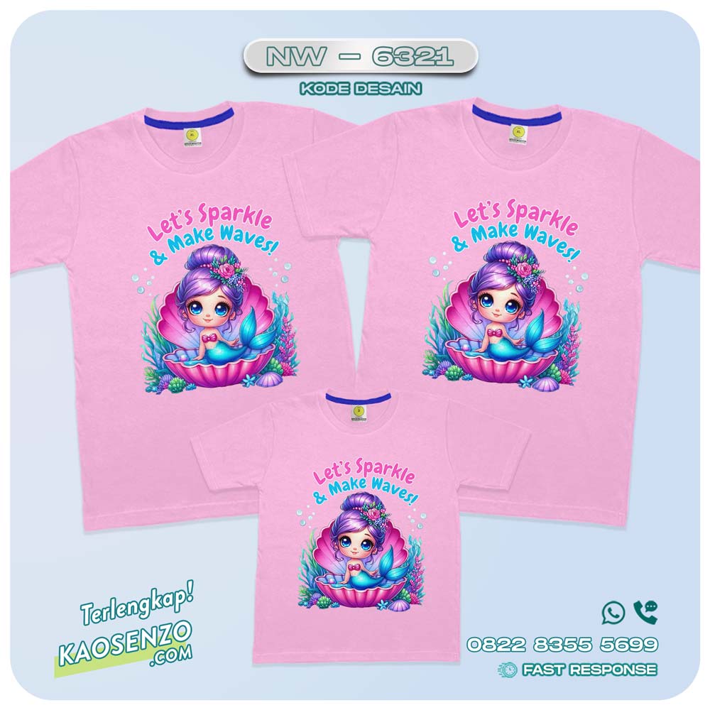 Baju Kaos Couple Keluarga Mermaid | Kaos Family Custom Mermaid | Kaos Mermaid - NW 6321