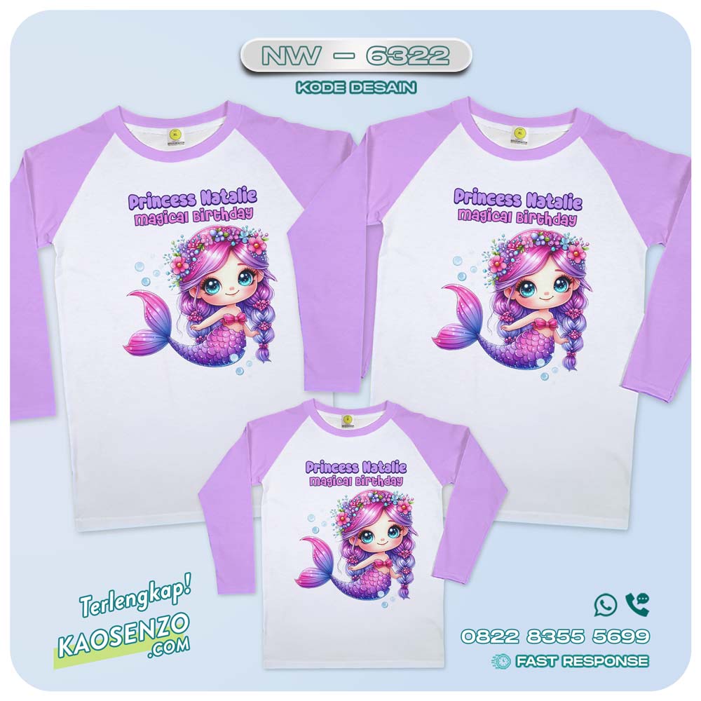 Baju Kaos Couple Keluarga Mermaid | Kaos Ultah Anak Mermaid | Kaos Mermaid - NW 6322