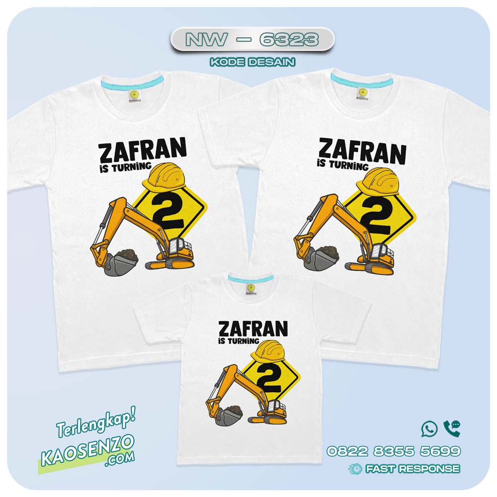 Baju Kaos Couple Keluarga Excavator | Kaos Family Custom Excavator | Kaos Ultah Anak Excavator | Kaos Excavator - NW 6323