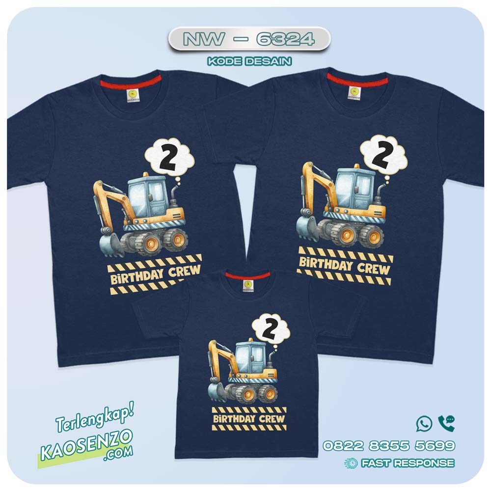 Baju Kaos Couple Keluarga Excavator | Kaos Family Custom Excavator | Kaos Ultah Excavator | Kaos Excavator - NW 6324