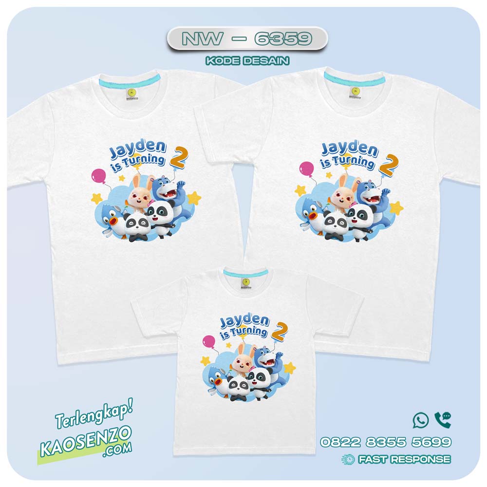 Baju Kaos Couple Keluarga Baby Bus Panda | Kaos Ultah Custom Baby Bus | Kaos Motif Baby Bus - NW 6359
