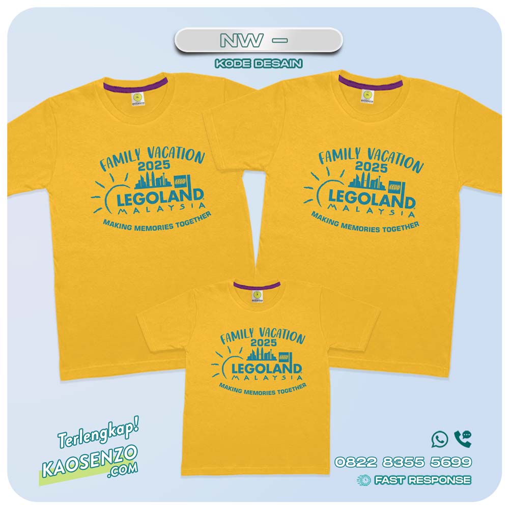 Baju Kaos Couple Keluarga Traveling | Kaos Couple Family Vacation | Kaos Liburan Keluarga | Kaos Liburan Legoland - NW 6403