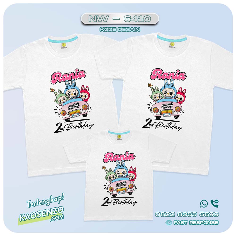 Baju Kaos Couple Keluarga Labubu | Kaos Ultah Anak | Kaos Labubu - NW 6410