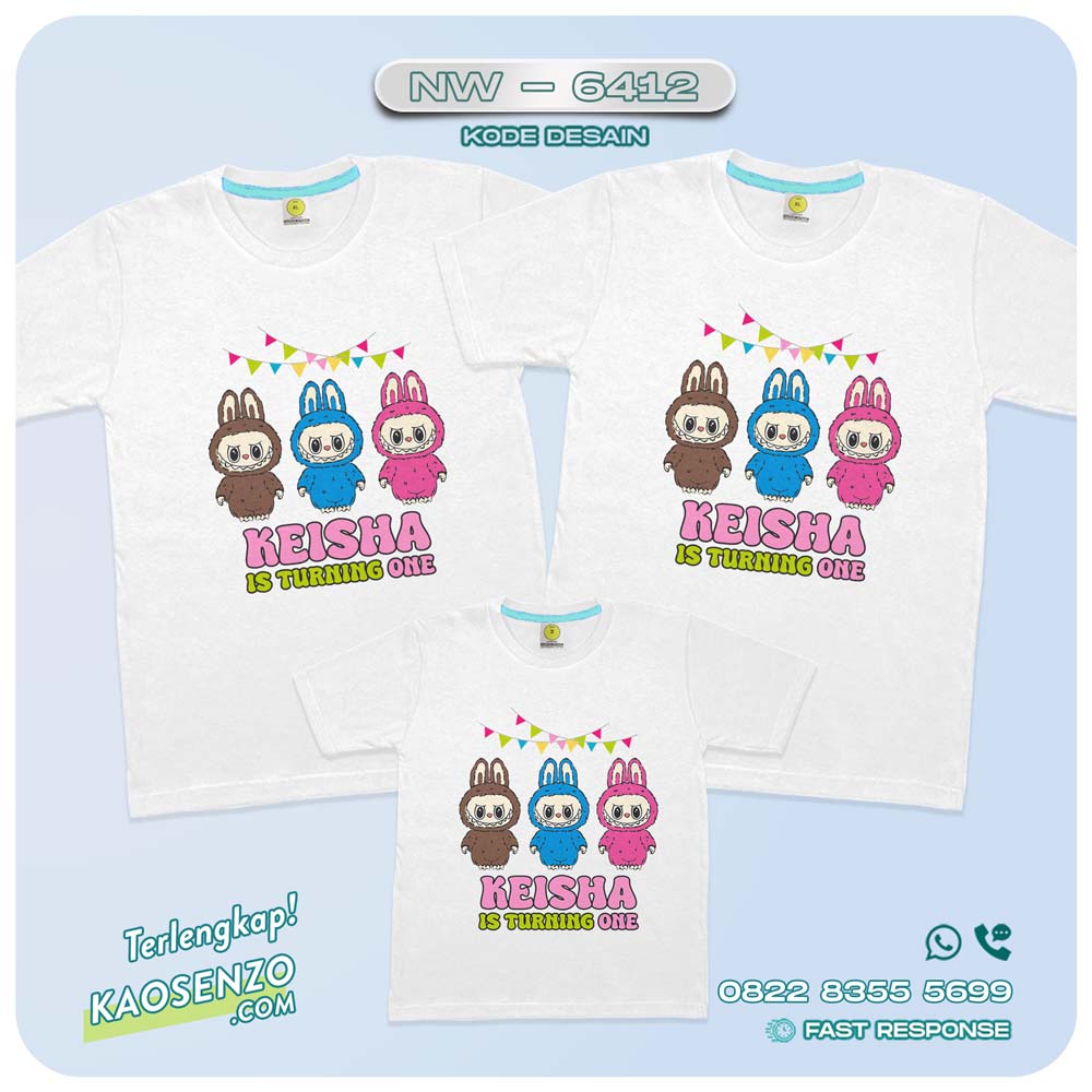 Baju Kaos Couple Keluarga Labubu | Kaos Ultah Anak | Kaos Labubu - NW 6412