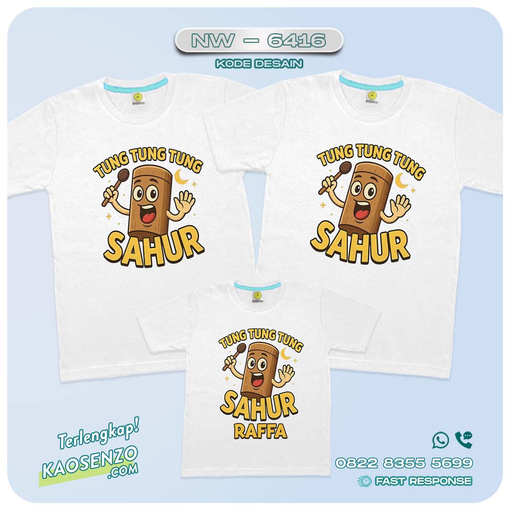 Baju Kaos Couple Keluarga Tung Tung Tung Sahur | Kaos Ultah Anak Anomali Brainroot | Kaos Tung Tung Tung Sahur - NW 6416