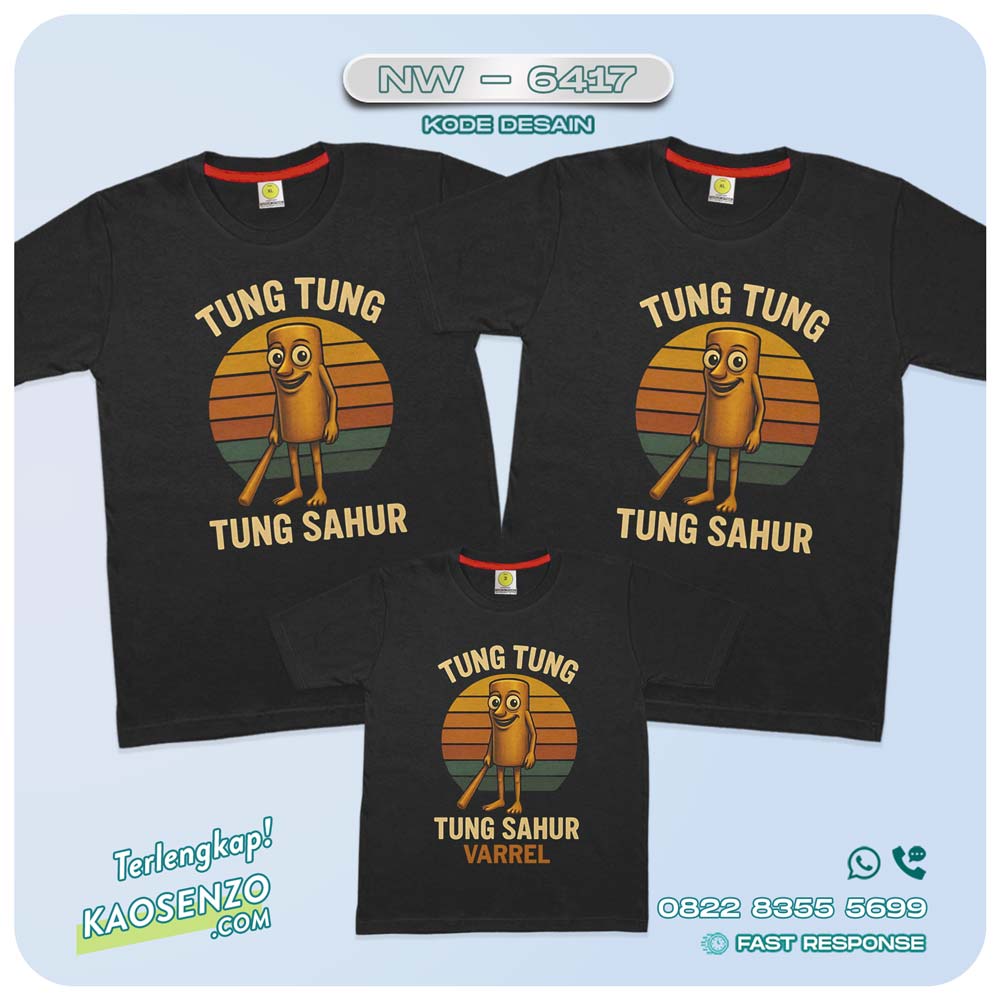 Baju Kaos Couple Keluarga Tung Tung Tung Sahur | Kaos Ultah Anak Anomali Brainroot | Kaos Tung Tung Tung Sahur - NW 6417